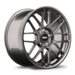 Gunmetal gray forged aluminum wheel with ten-spoke design and black center cap showing face and barrel profile - APEX Wheels wheel for 18x8.5 ET40 5x120 - Anthracite
