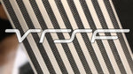 Close-up of the VRSF logo stencil painted across the intercooler fins, an optional add-on