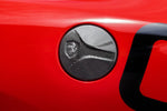 close view of Capristo Carbon Gas Cap (Matte) for Ferrari 458 2009-2015 fitted inside a car