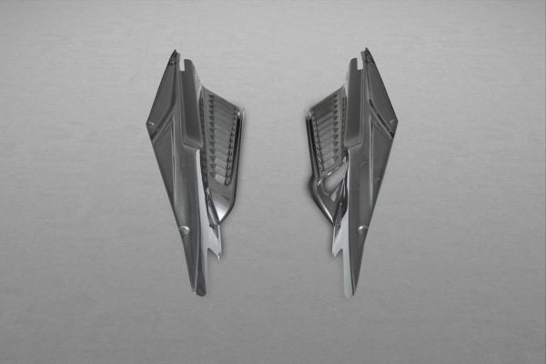close view of Capristo Carbon Side Engine Compartment Covers (Matte) for Ferrari 458 Italia / Speciale  2009-2015 with white background