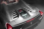 Capristo carbon fiber and glass bonnet on a grey Ferrari 458 Spider