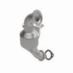 MagnaFlow 5551837 carb direct-fit catalytic converter, opposite front three-quarter view of the turntable spin