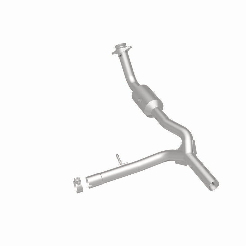 MagnaFlow 21-834 oem grade direct-fit catalytic converter, rear three-quarter view of the turntable spin