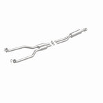 MagnaFlow 5571315 carb direct-fit catalytic converter, front three-quarter view of the turntable spin