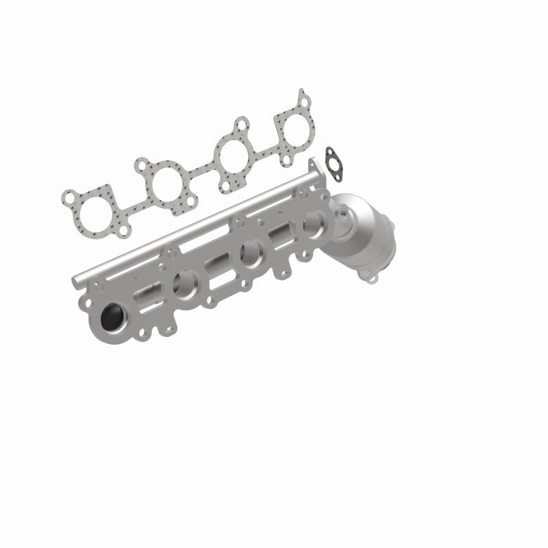 MagnaFlow 5582217 carb manifold converter, opposite front three-quarter view of the turntable spin
