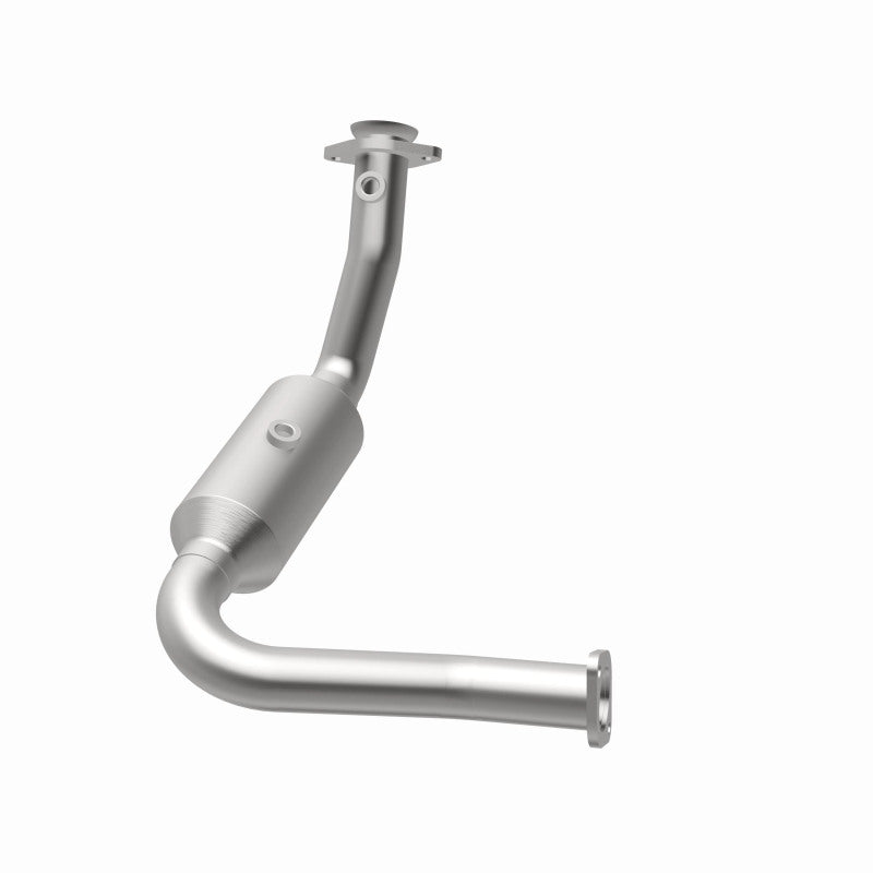 MagnaFlow 5451677 carb direct-fit catalytic converter, opposite rear three-quarter view of the turntable spin