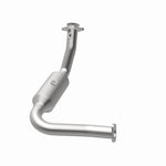MagnaFlow 5451677 carb direct-fit catalytic converter, opposite rear three-quarter view of the turntable spin