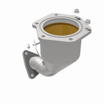 MagnaFlow 5582842 carb direct-fit catalytic converter, opposite rear three-quarter view of the turntable spin
