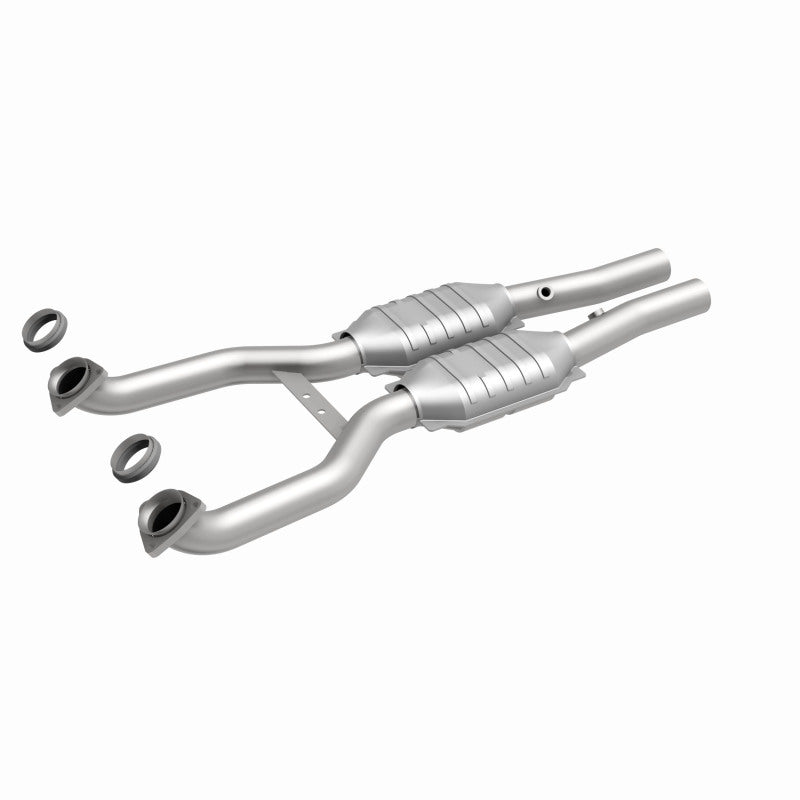 MagnaFlow 4481988 carb direct-fit catalytic converter, front three-quarter view of the turntable spin