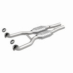 MagnaFlow 4481988 carb direct-fit catalytic converter, front three-quarter view of the turntable spin