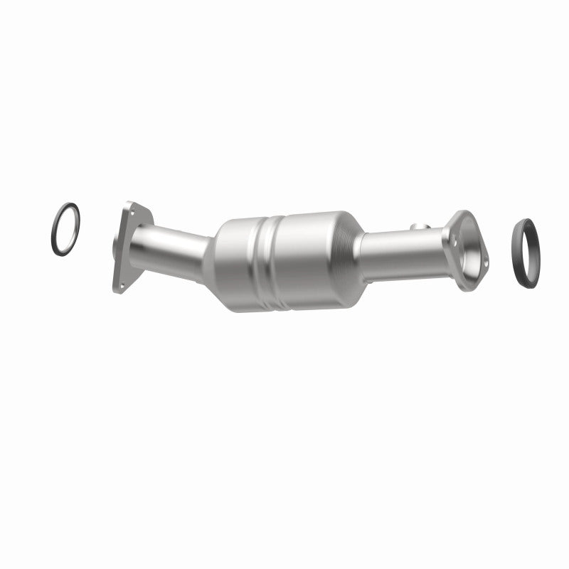 MagnaFlow 5582223 carb direct-fit catalytic converter, opposite rear three-quarter view of the turntable spin