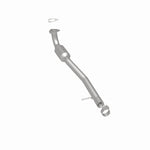 MagnaFlow 5551534 carb direct-fit catalytic converter, rear three-quarter view of the turntable spin