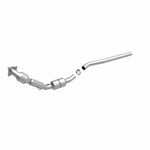 MagnaFlow 551361 carb direct-fit catalytic converter, front three-quarter view of the turntable spin