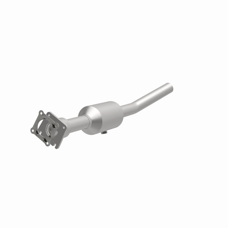 MagnaFlow 4481542 carb direct-fit catalytic converter, opposite front three-quarter view of the turntable spin