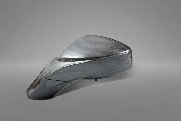close view of Capistro Carbon Mirrors (Matte) for Ferrari 488 GTB / GTS 2015-2019 with grey background