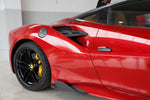 wide view of Capistro Carbon Side Air Intake Panels (Matte) for Ferrari 488 GTB / GTS 2015-2019 fitted inside a car