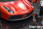 wide view of Capistro Carbon Front Spoiler (Matte) for Ferrari 488 GTB / GTS 2015-2019 fitted inside a car