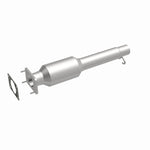 MagnaFlow 4481451 carb direct-fit catalytic converter, front three-quarter view of the turntable spin