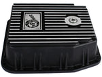 aFe POWER Transmission Pan Ford Trucks 80-92 (AOD Transmission)- Black w/ Machined Fins