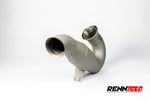 RennTech M256 downpipe lying on its side - Downpipes for the 2025-2026 CLE 53 AMG