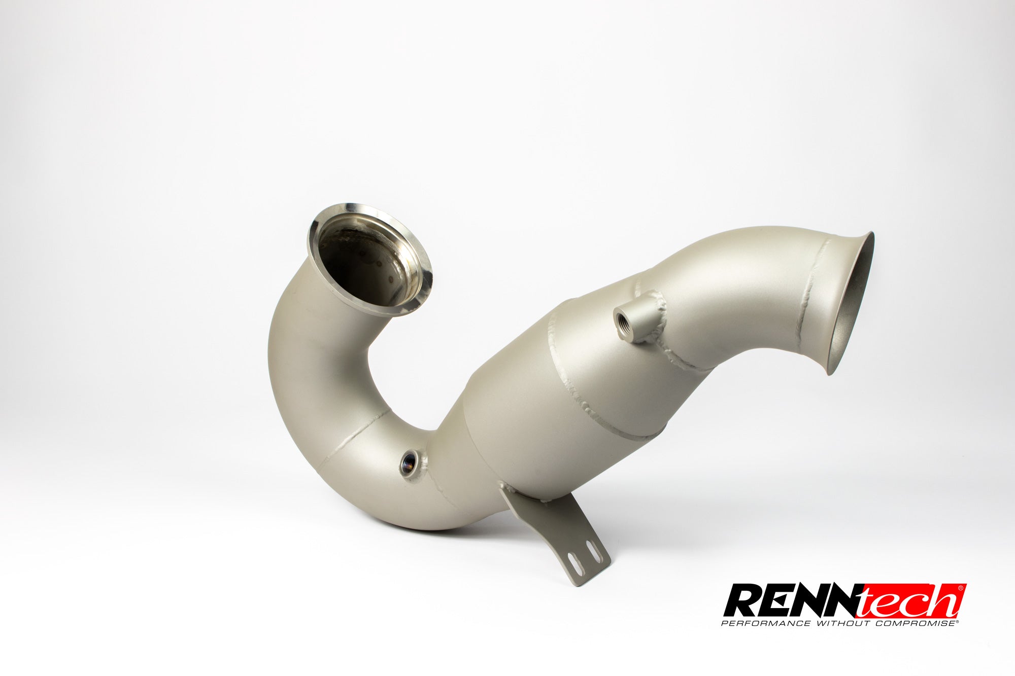 RennTech M256 downpipe at a rear three-quarter angle - Downpipes for the 2025-2026 CLE 53 AMG