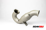 RennTech M256 downpipe at a rear three-quarter angle - Downpipes for the 2025-2026 CLE 53 AMG