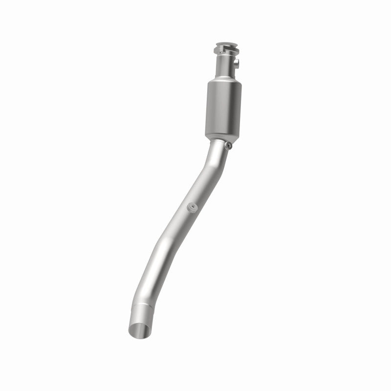 MagnaFlow 5551718 carb direct-fit catalytic converter, opposite rear three-quarter view of the turntable spin
