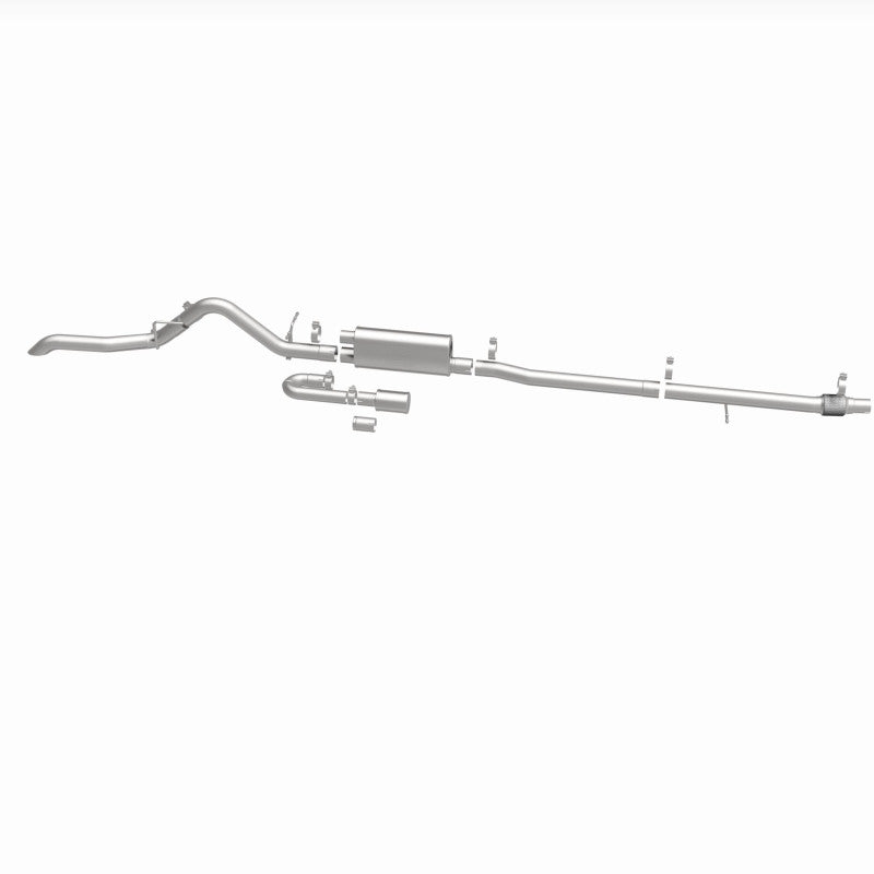 MagnaFlow 19636 overland series cat-back exhaust, side view of the turntable spin