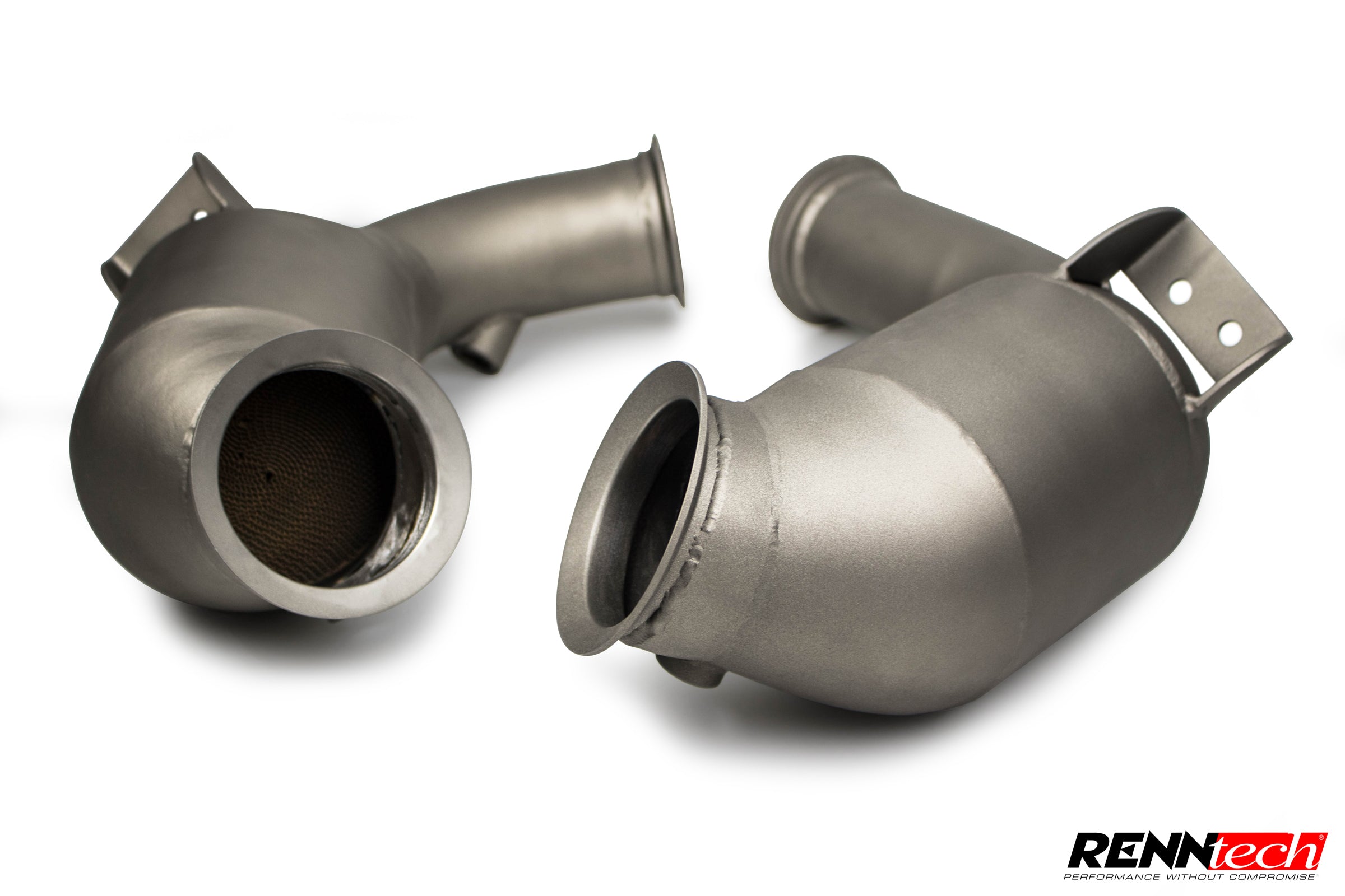 E 63 and GT 63 downpipe catalyst ends close up - Downpipes for the 2017-2026 E 63 AMG