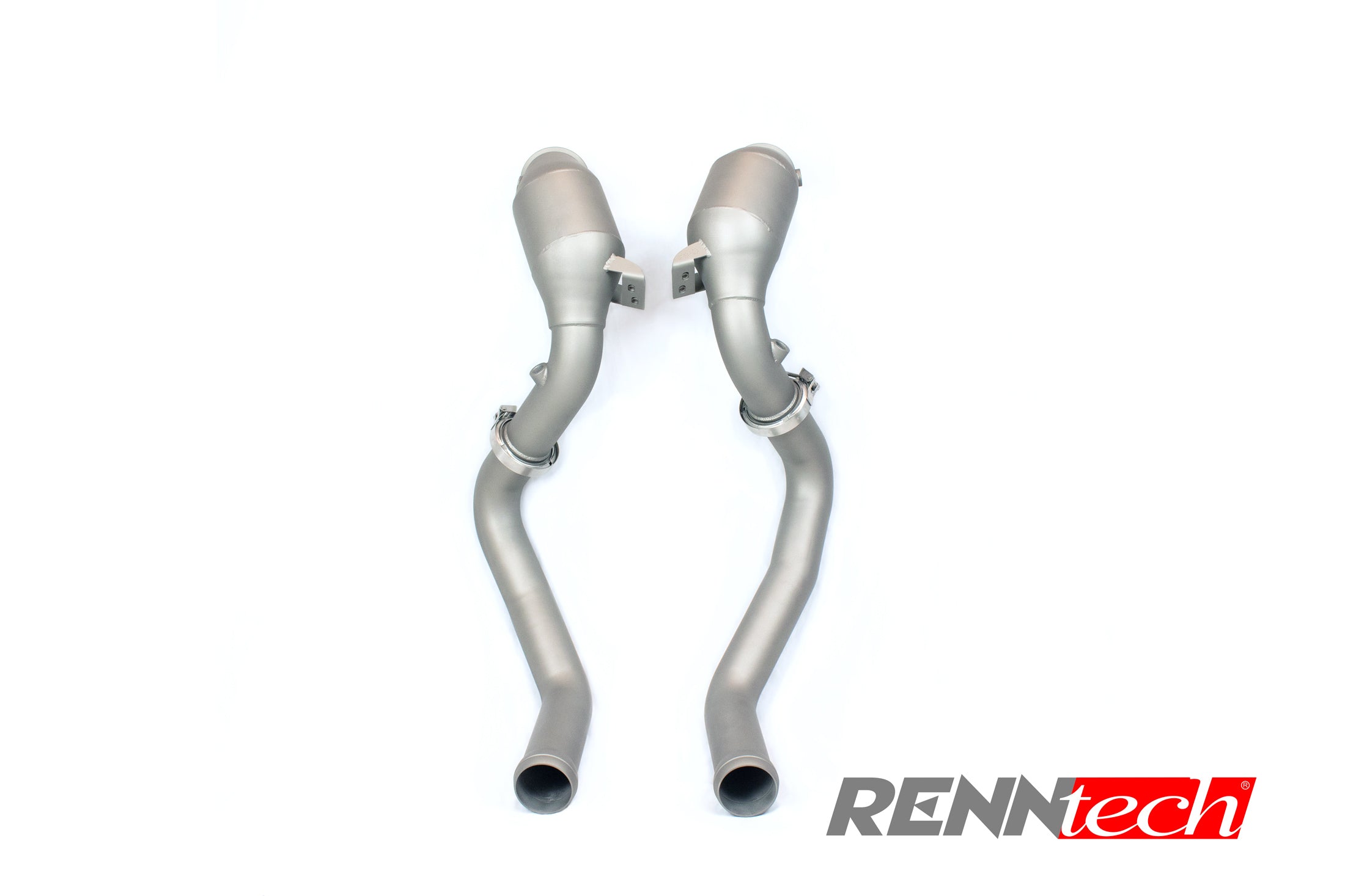 C 63 and GLC 63 downpipes standing upright - Downpipes for the 2015-2023 C 63 / C 63 S AMG