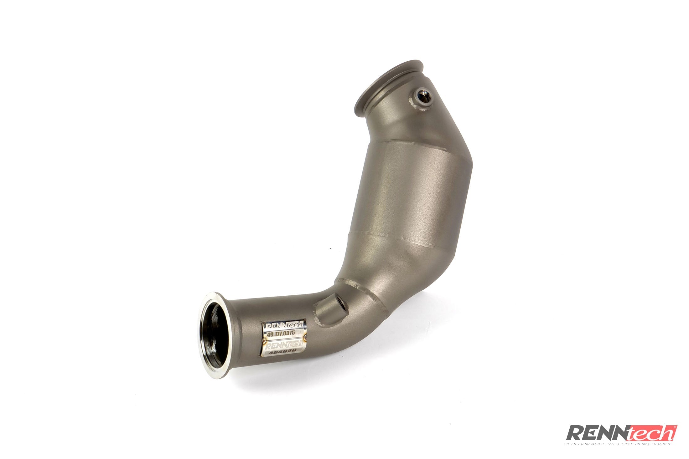 Single S 63 downpipe from the side - Downpipes for the 2018-2021 S 63 AMG Sedan