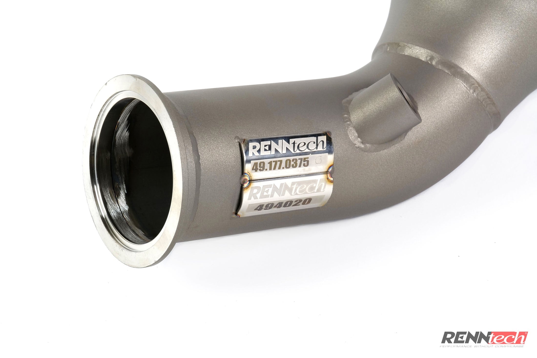 S 63 downpipe flange with RennTech plate - Downpipes for the 2018-2021 S 63 AMG Sedan