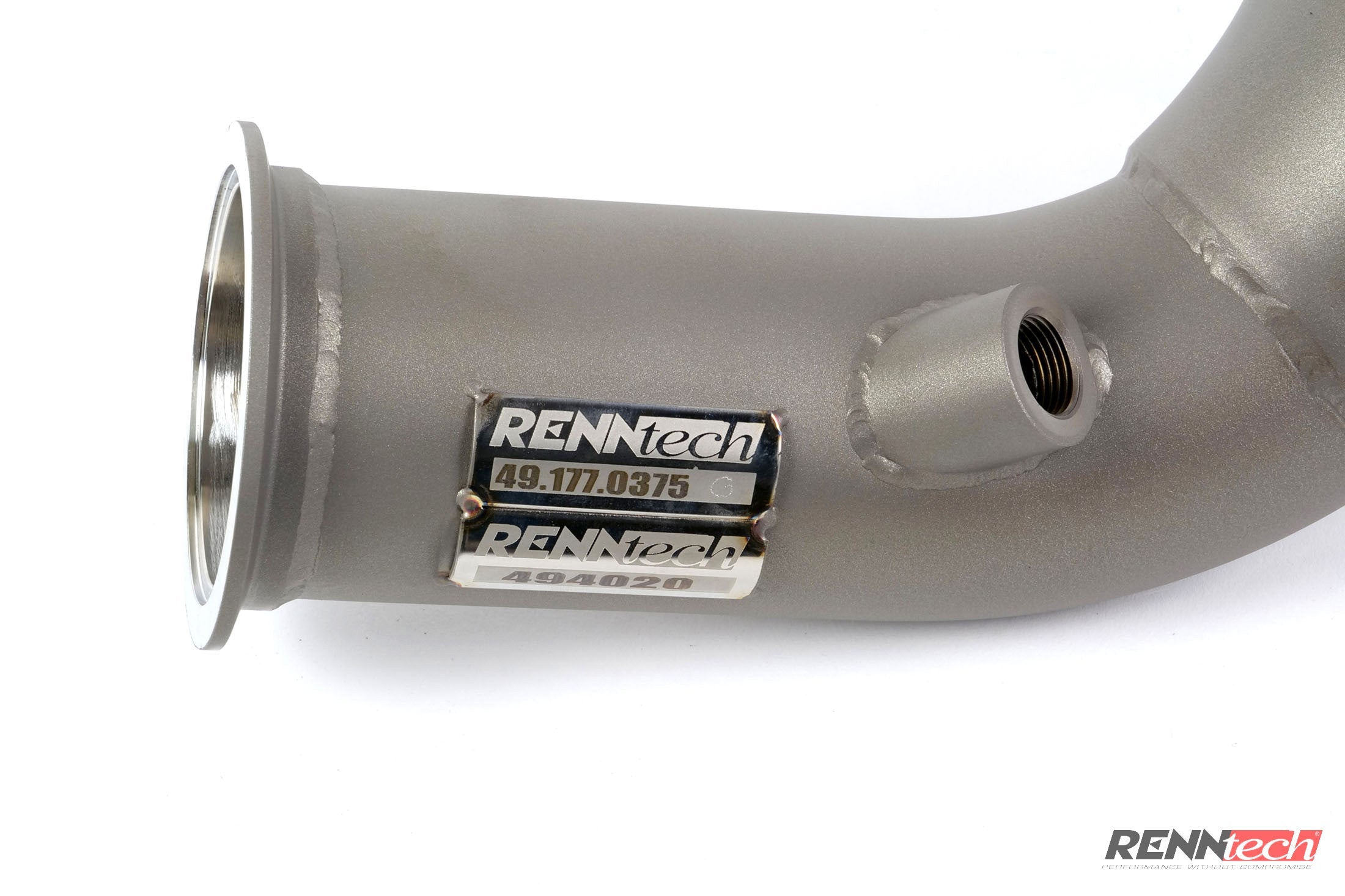 S 63 downpipe with RennTech identification plate - Downpipes for the 2018-2021 S 63 AMG Sedan