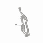 MagnaFlow 4551079 carb direct-fit catalytic converter, rear three-quarter view of the turntable spin