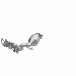 MagnaFlow 5582834 carb manifold converter, opposite front three-quarter view of the turntable spin