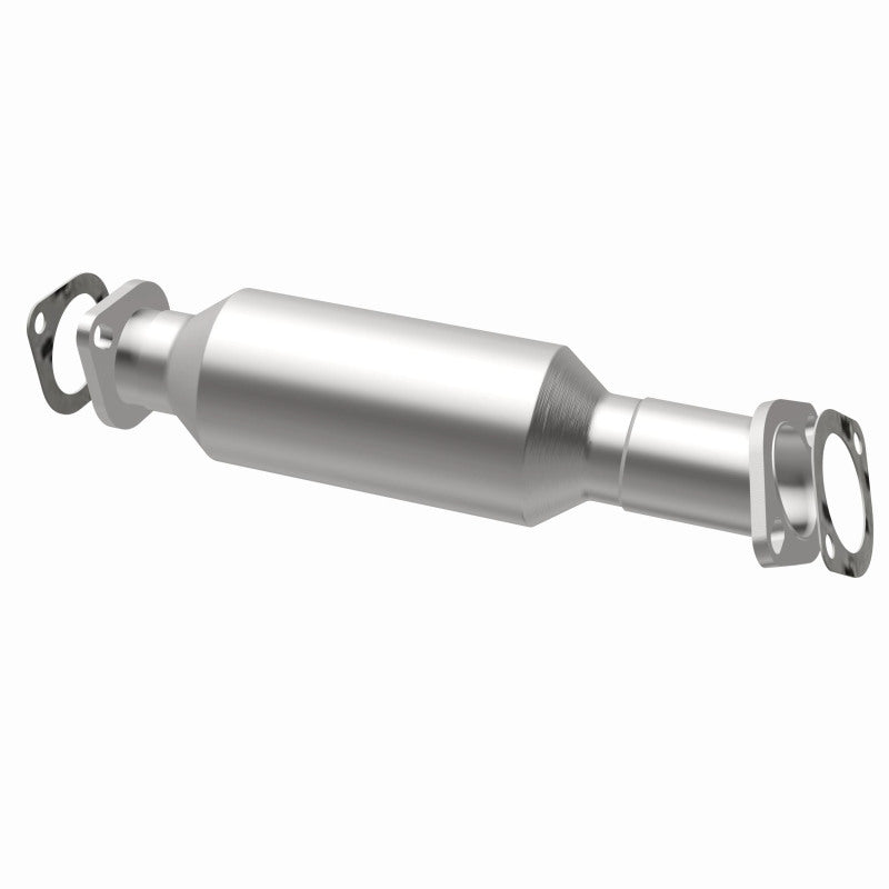 MagnaFlow 5571890 carb direct-fit catalytic converter, opposite rear three-quarter view of the turntable spin