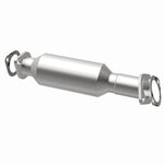 MagnaFlow 5571890 carb direct-fit catalytic converter, opposite rear three-quarter view of the turntable spin