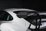 A close up view of TECHART Rear Spoiler Panels Carbon "matte" for Porsche 991.1 GT3 RS fitted on a car