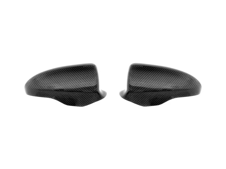 A front view of AUTOTECKNIC REPLACEMENT VERSION II DRY CARBON MIRROR COVERS - BMW F06/ F12/ F13 M6 2012-2018 with white background