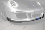 A close up front view of TECHART Front Spoiler I for Porsche 991.1 GTS & SportDesign with the spoiler highlighted