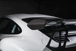 A close up view of TECHART Rear Spoiler Panels Carbon "matte" for Porsche 991.1 GT3 RS fitted on a car