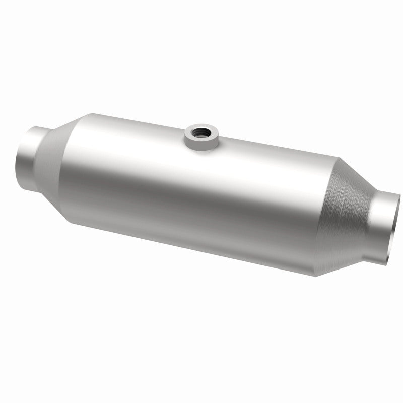 MagnaFlow 5451355 universal catalytic converter, opposite rear three-quarter view of the turntable spin