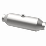 MagnaFlow 5451355 universal catalytic converter, opposite rear three-quarter view of the turntable spin