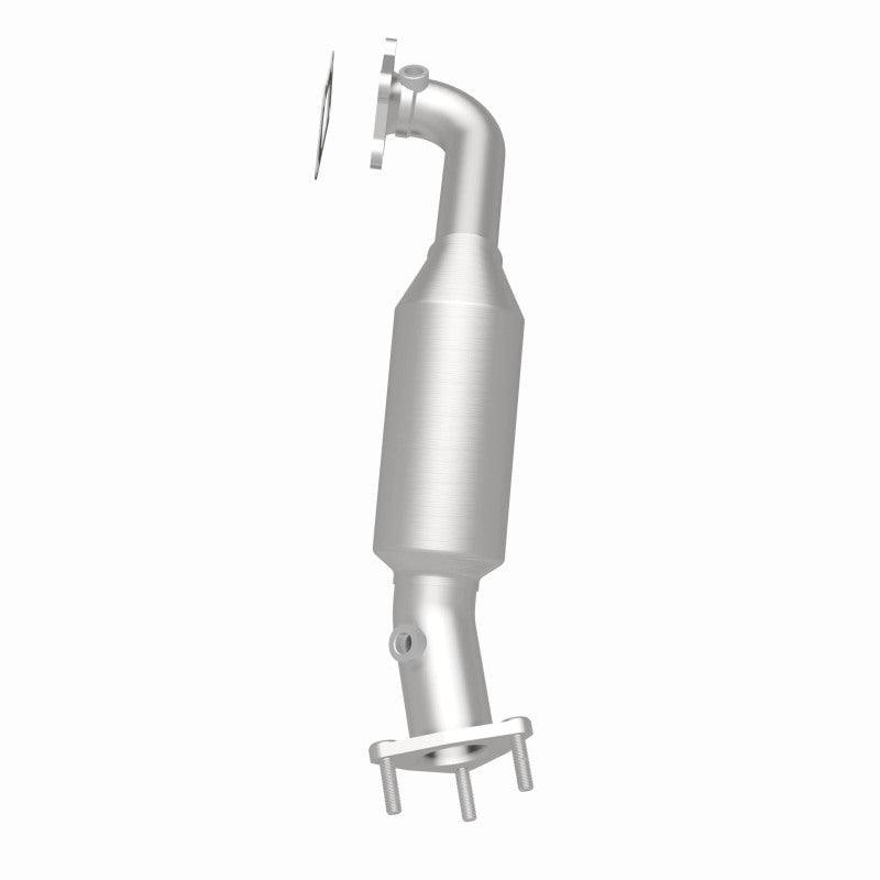 MagnaFlow 52611 oem grade direct-fit catalytic converter, rear three-quarter view of the turntable spin
