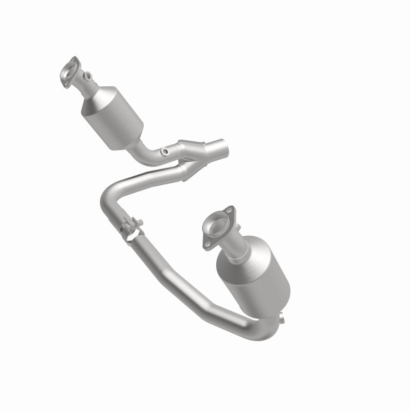 MagnaFlow 4651658 carb direct-fit catalytic converter, front three-quarter view of the turntable spin