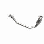 MagnaFlow 5561423 carb direct-fit catalytic converter, opposite front three-quarter view of the turntable spin