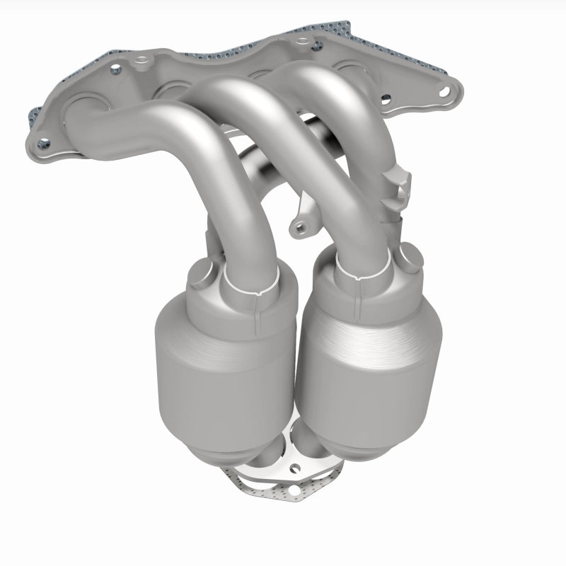 MagnaFlow 5531347 carb manifold converter, rear three-quarter view of the turntable spin