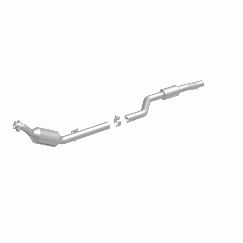 MagnaFlow 21-569 oem grade direct-fit catalytic converter, front three-quarter view of the turntable spin