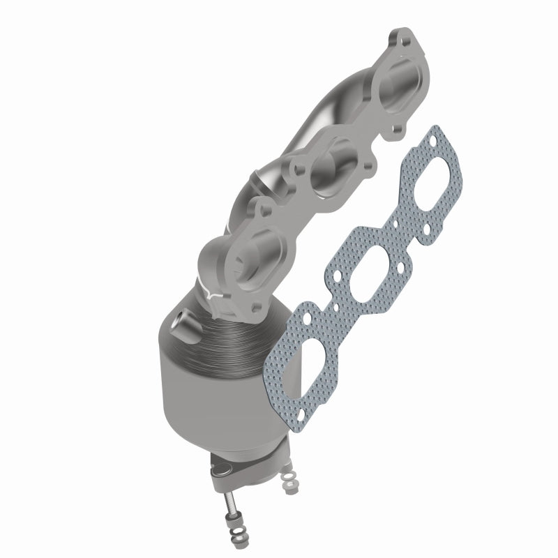 MagnaFlow 5582920 carb manifold converter, opposite front three-quarter view of the turntable spin