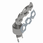 MagnaFlow 5582920 carb manifold converter, opposite front three-quarter view of the turntable spin